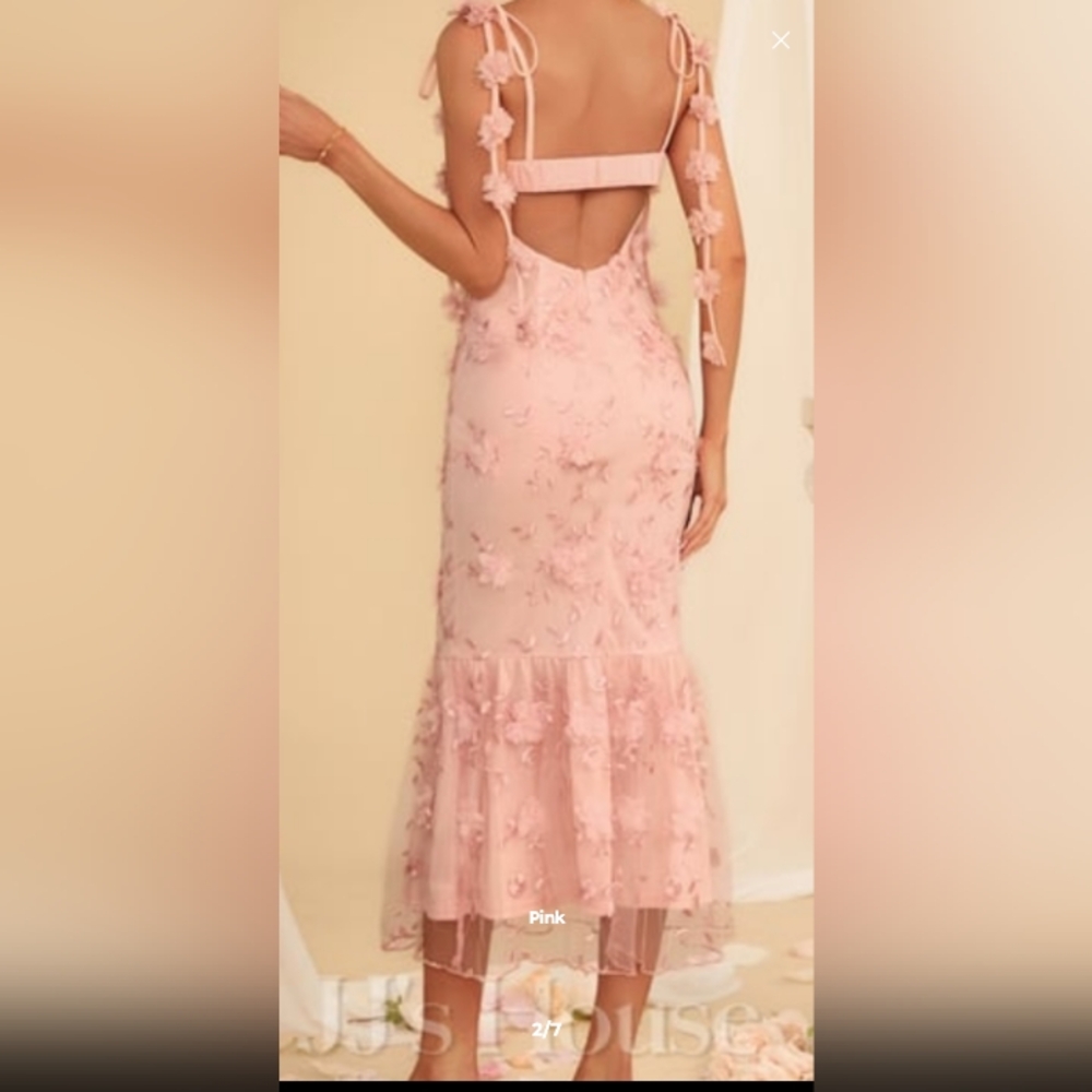 JJs House Pink Floral Embellished Midi Dress - Picture 3 of 6